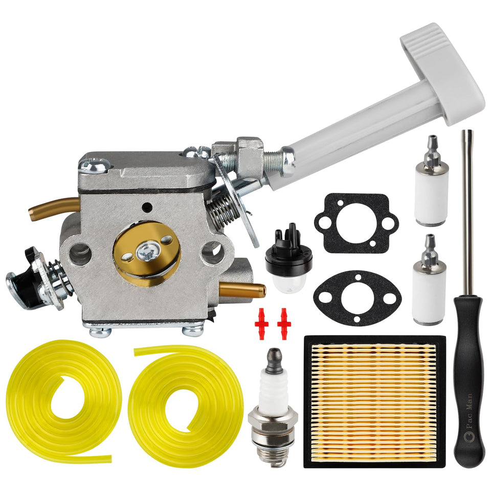 Ferilter BP42 carburetor close-up for Ryobi blower, enabling precise tuning.