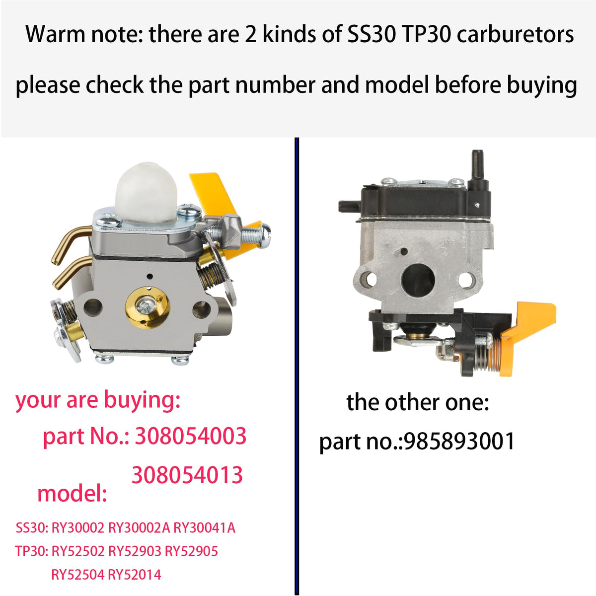 Ferilter CS26 carburetor for Ryobi 308054077 supports smooth starting and steady idle