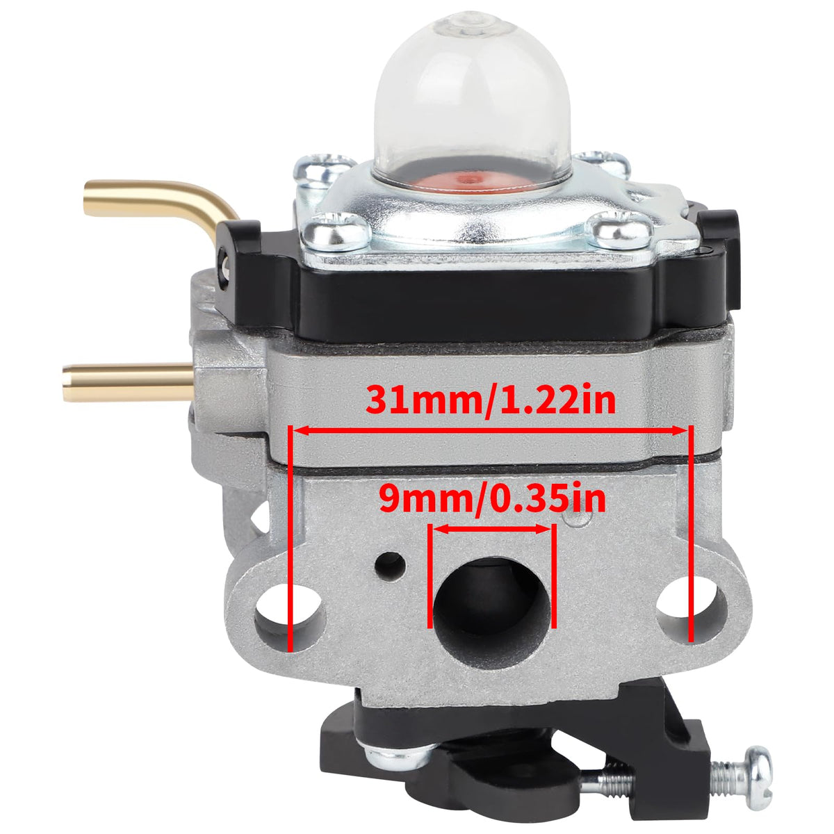 Ferilter carburetor close-up for Ryobi 251PH model, precise fuel flow.
