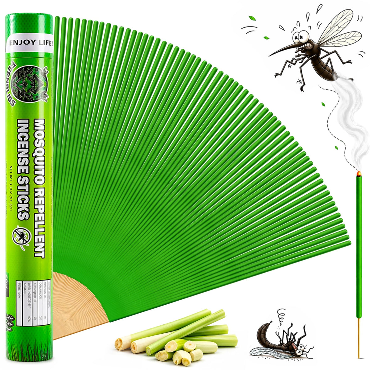 FernBliss citronella sticks 60-count pack for outdoor patios and gardens