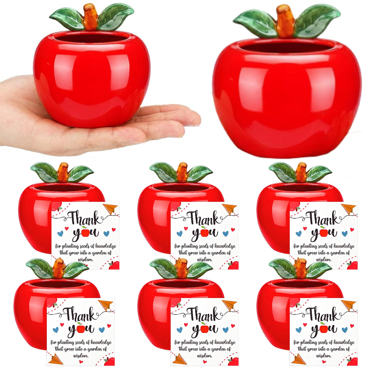 Ferrochef apple ceramic plant pot for classroom decor and greenery