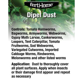 Dipel Dust on shrubs helps reduce caterpillars and leaf damage