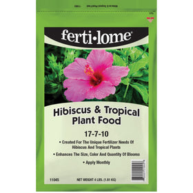 Ferti-Lome hibiscus and tropical plant food bag boosts vibrant blooms.