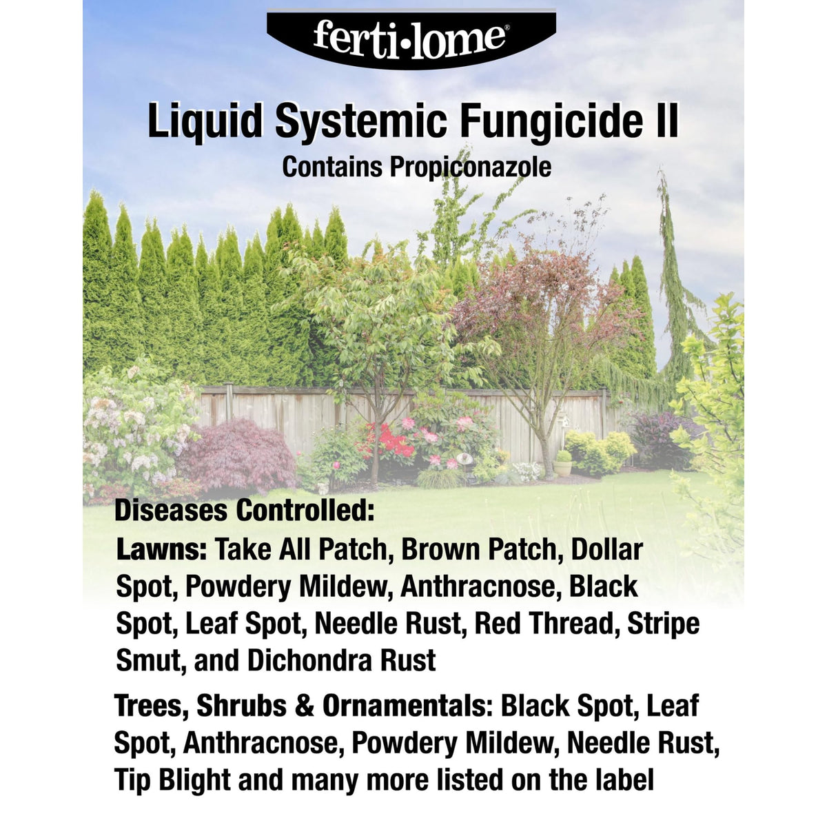 Ferti-lome Liquid Systemic Fungicide II application showing spray for disease prevention on plants.