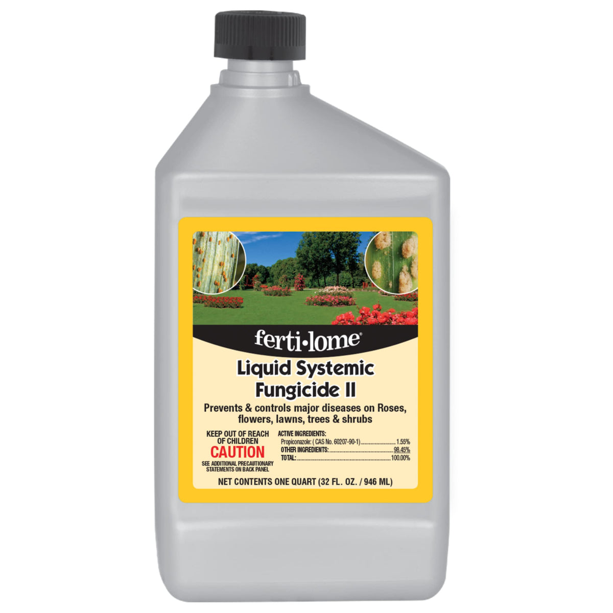 Ferti-lome Liquid Systemic Fungicide II bottle 32 oz ready to mix for lawns and roses.