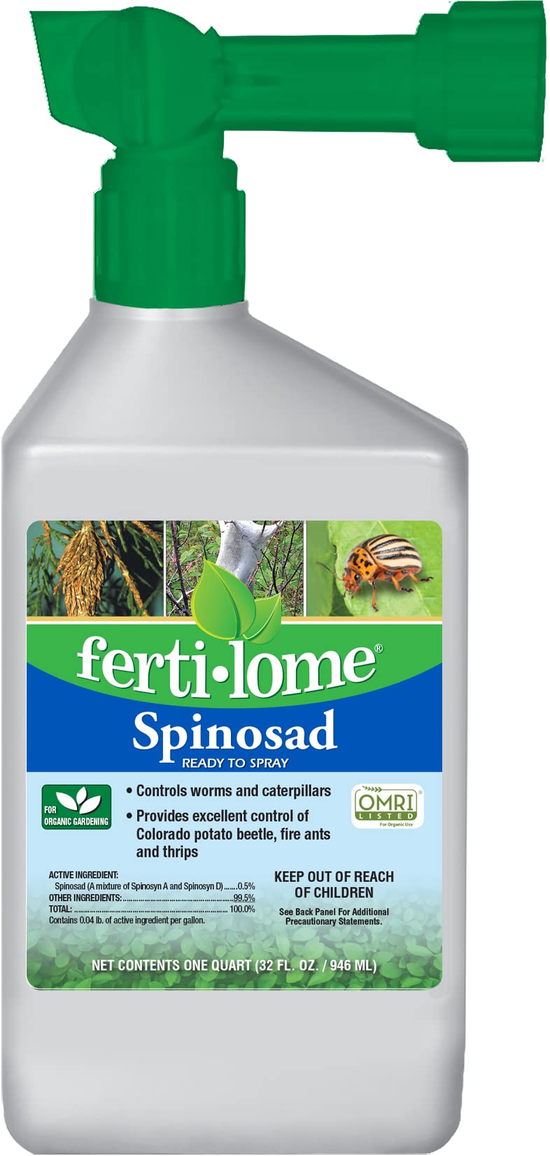 Ferti-lome Spinosad Ready-to-Spray bottle for outdoor pest control on vegetables
