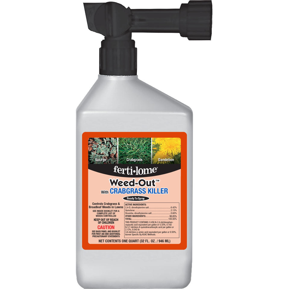 Ferti-Lome Weed-Out bottle pour enables easy, ready-to-spray crabgrass control.