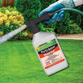 Ferti-lome Weed-Out hose-end sprayer enables easy application.