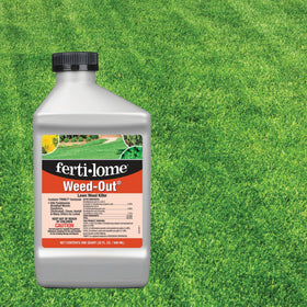 Ferti-lome Weed-Out spray applying weed killer on a lush green lawn