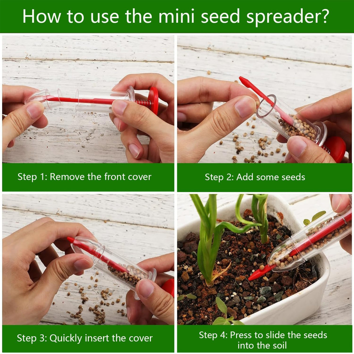 Fertile Rain reusable seed spreader—long-lasting garden helper.