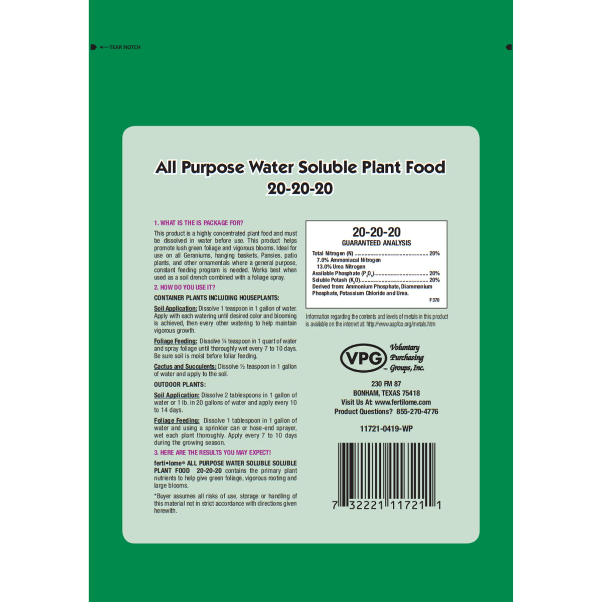 Ferti-lome 20-20-20 foliar spray nourishes leaves for even color and continued flowering.
