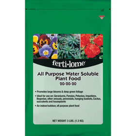 Ferti-lome all-purpose 20-20-20 bottle boosts growth and vibrant blooms.