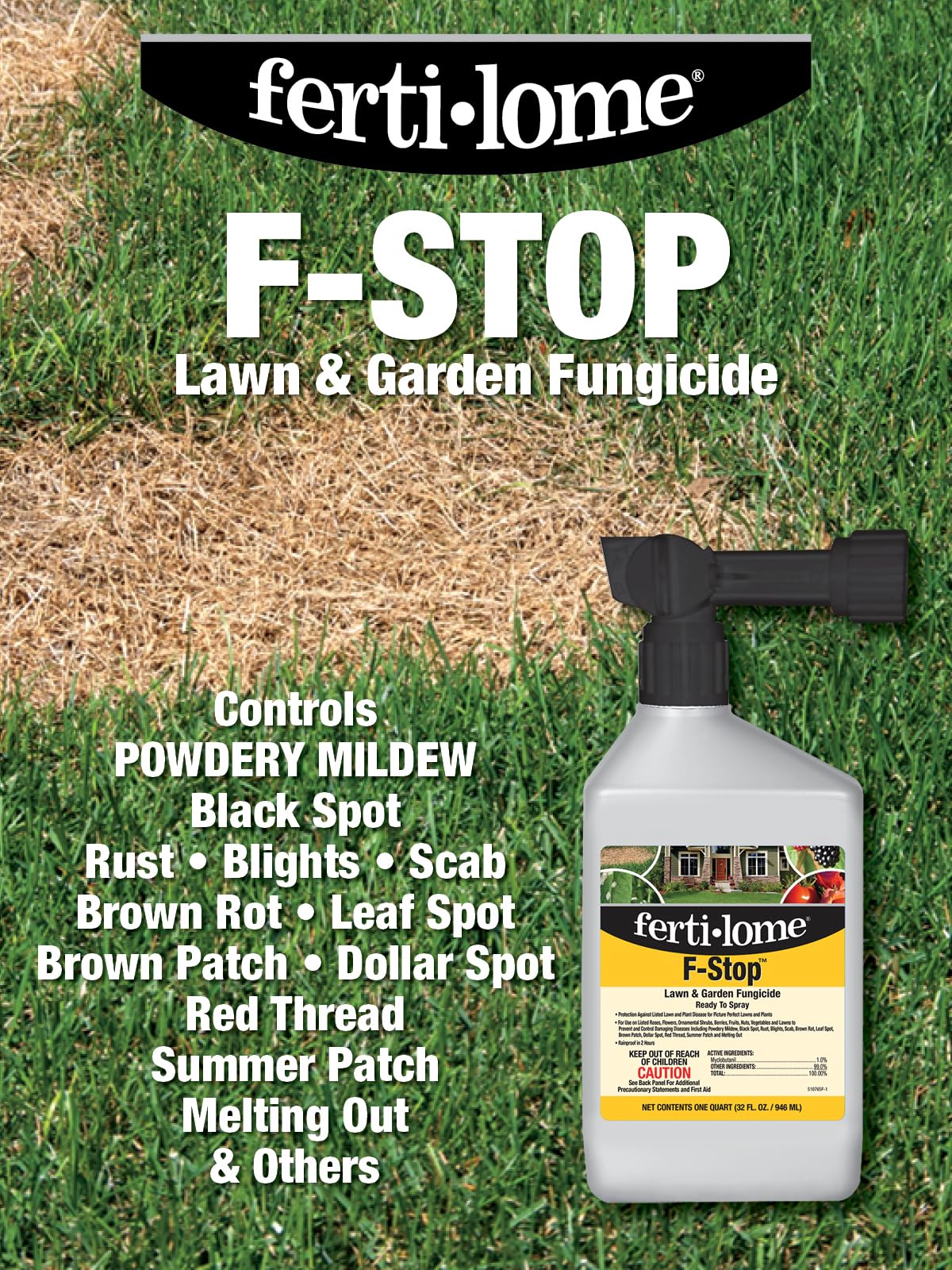 Ferti-lome F-Stop spray on leaves demonstrating easy garden application.