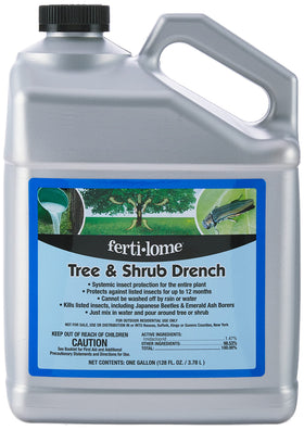 Fertilome gallon systemic insect drench label shows usage for protecting plants