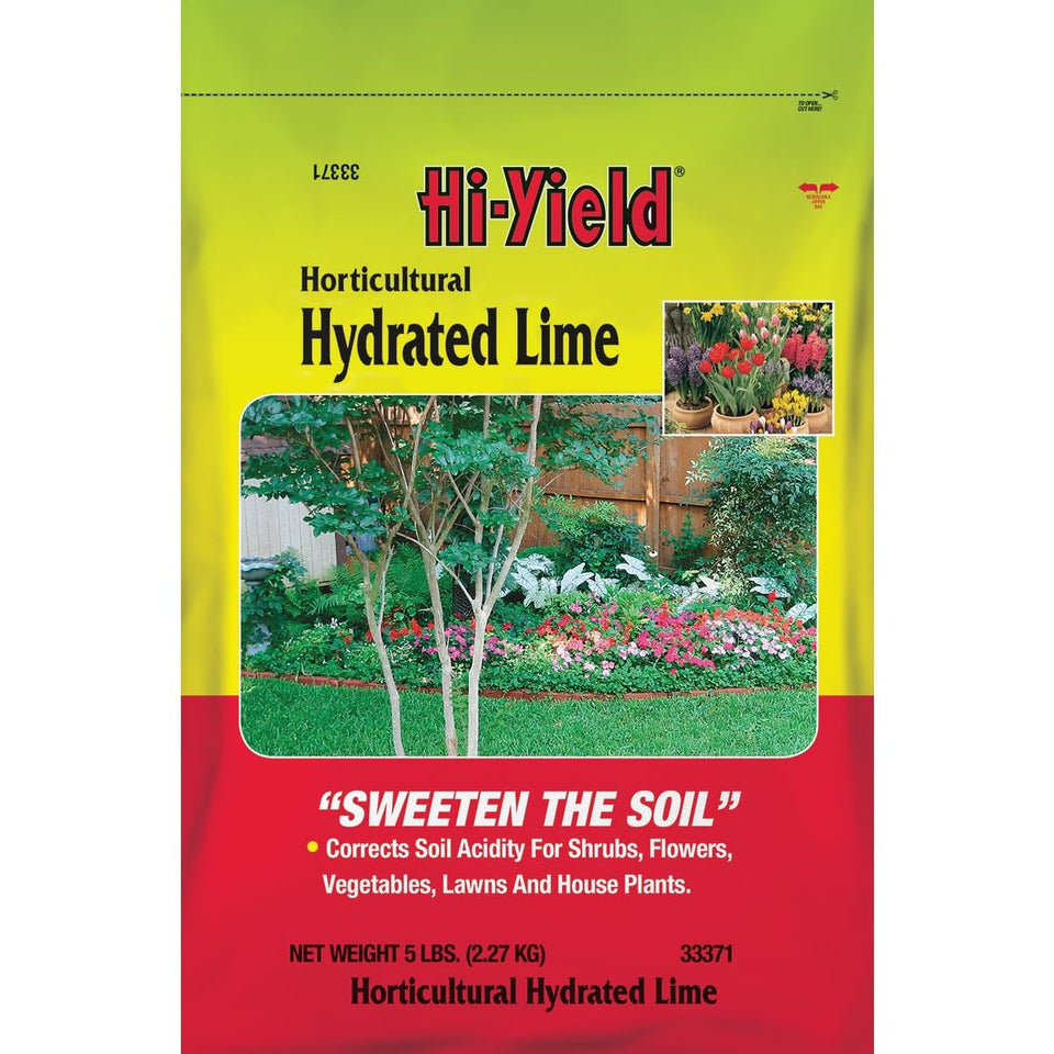Ferti-lome hydrated lime 5lb bag to correct soil acidity and improve soil structure.