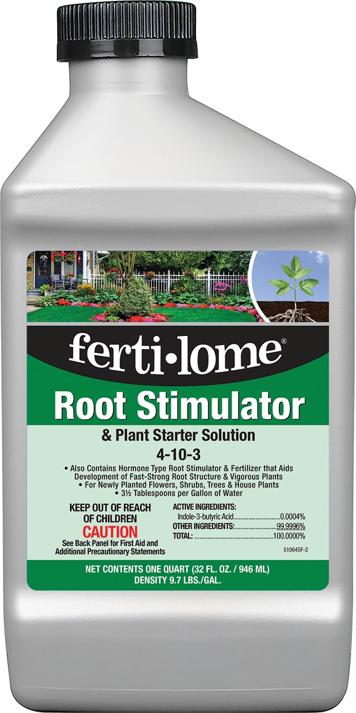 Fertilome root stimulator seedling bottle supports early root growth.