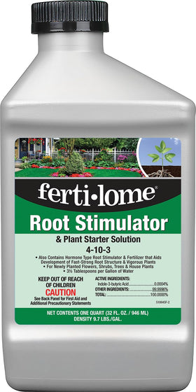 Fertilome root stimulator seedling bottle supports early root growth.