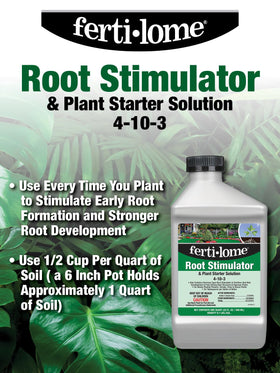 Fertilome root stimulator transplant application demonstrates root establishment support.