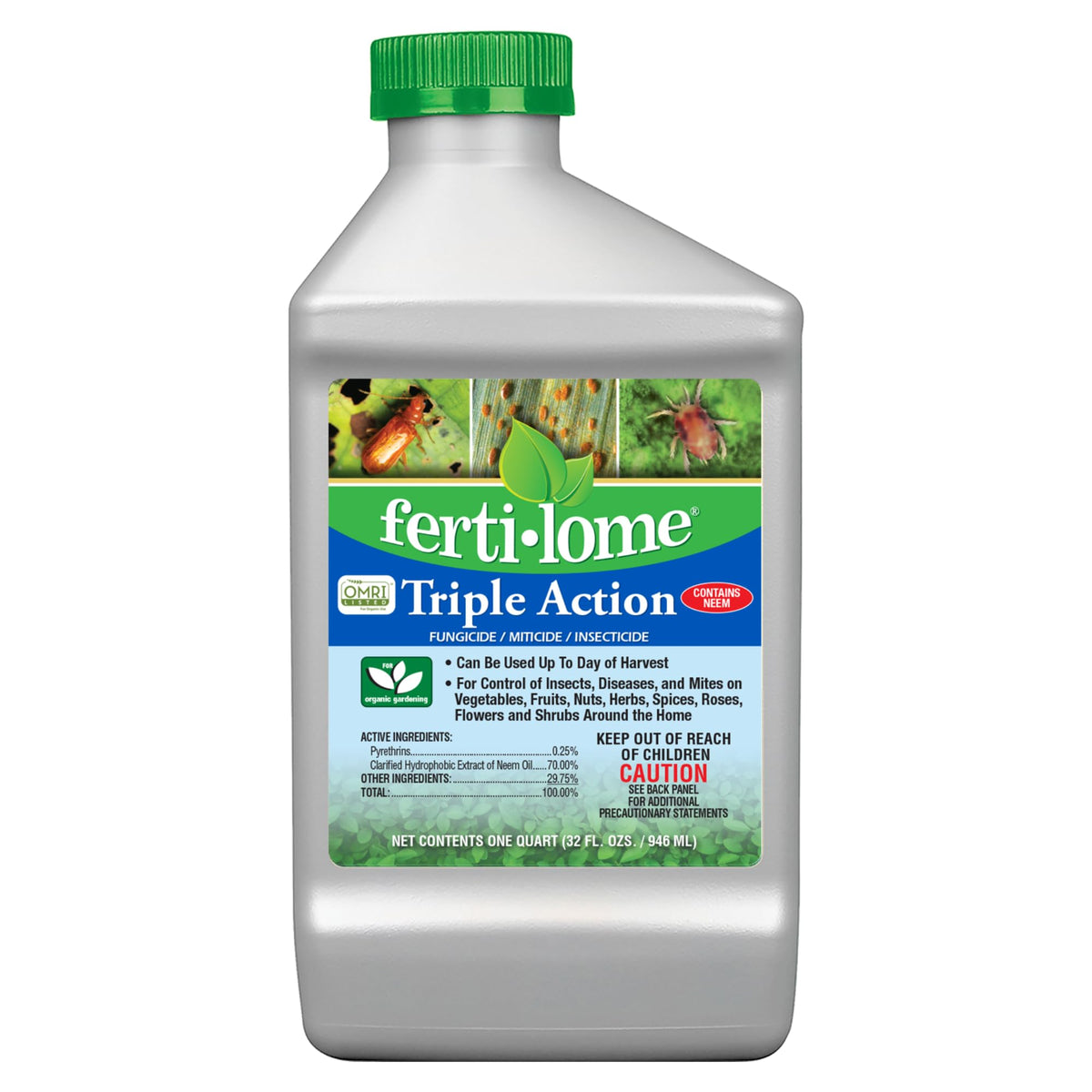 Ferti-Lome Triple Action bottle pour for broad-spectrum garden protection.