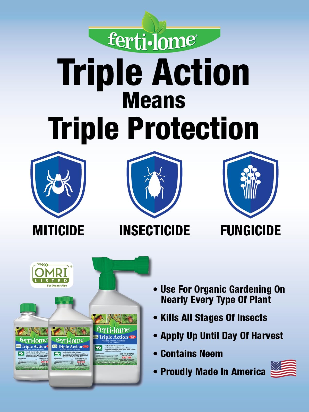 Ferti-Lome Triple Action in a garden area provides plant disease and pest prevention.