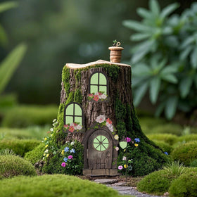 FESTGLOX fairy door front view showcasing natural texture and easy tree hanging.