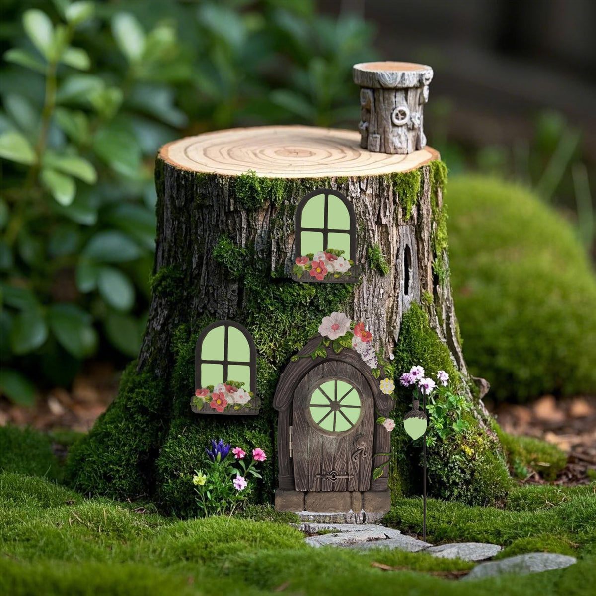 FESTGLOX fairy windows front detail with woodland painting and durable outdoor build.