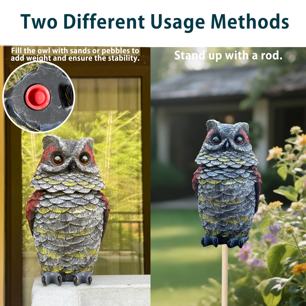 FESTGLOX weatherproof resin owl for durable year-round outdoor use