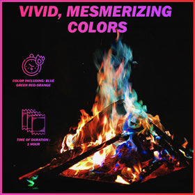FESTIVALCOS Colorful Flames purple flame packet creates a magical night-time display.
