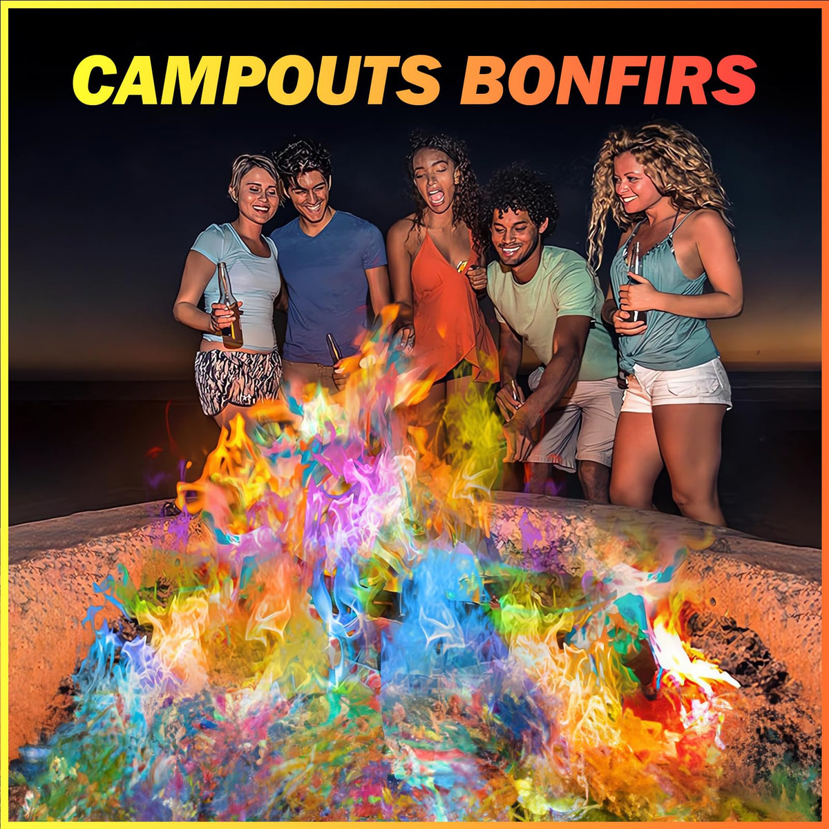 FESTIVALCOS Colorful Flames red flame packet adds warmth to your fire pit.