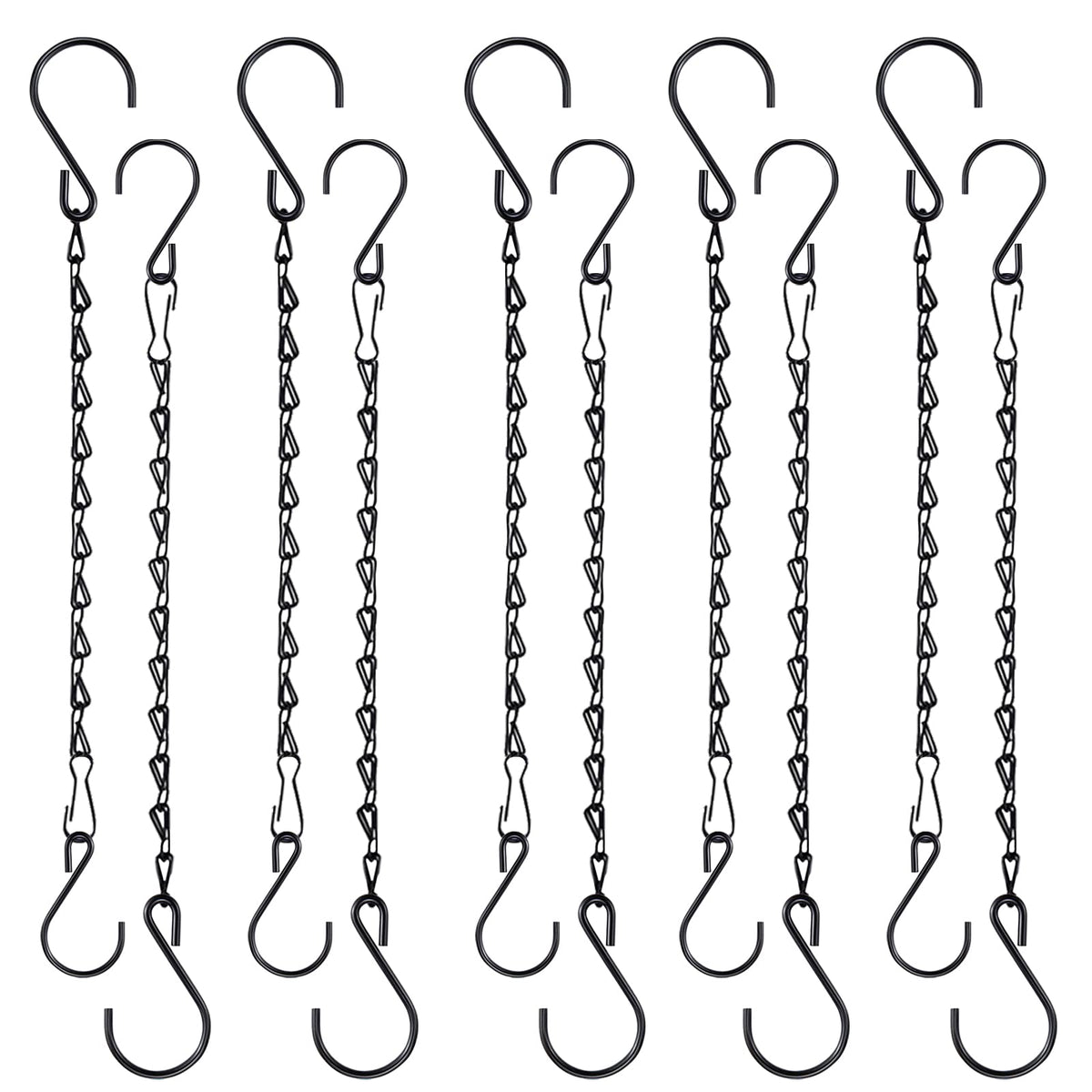Fetanten 10inch black hanging chain with S-hooks for sturdy, space-saving plant display