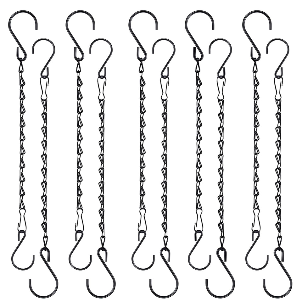 Fetanten 10inch black hanging chain with S-hooks for sturdy, space-saving plant display