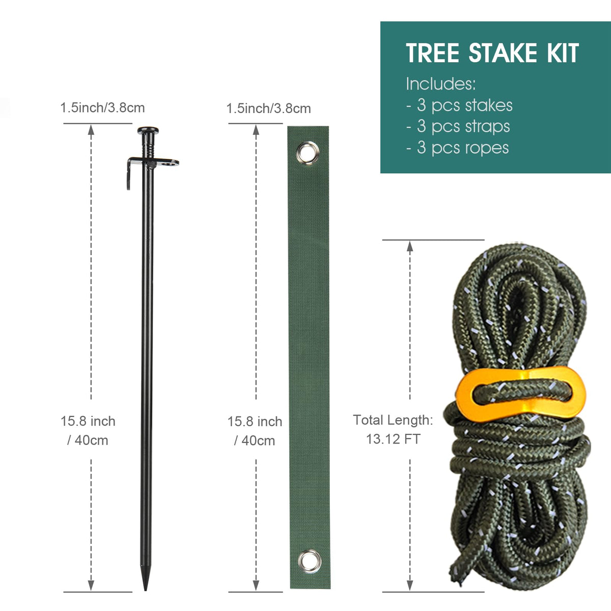 Fetanten rope 13-12ft provides ample length to tie and adjust supports