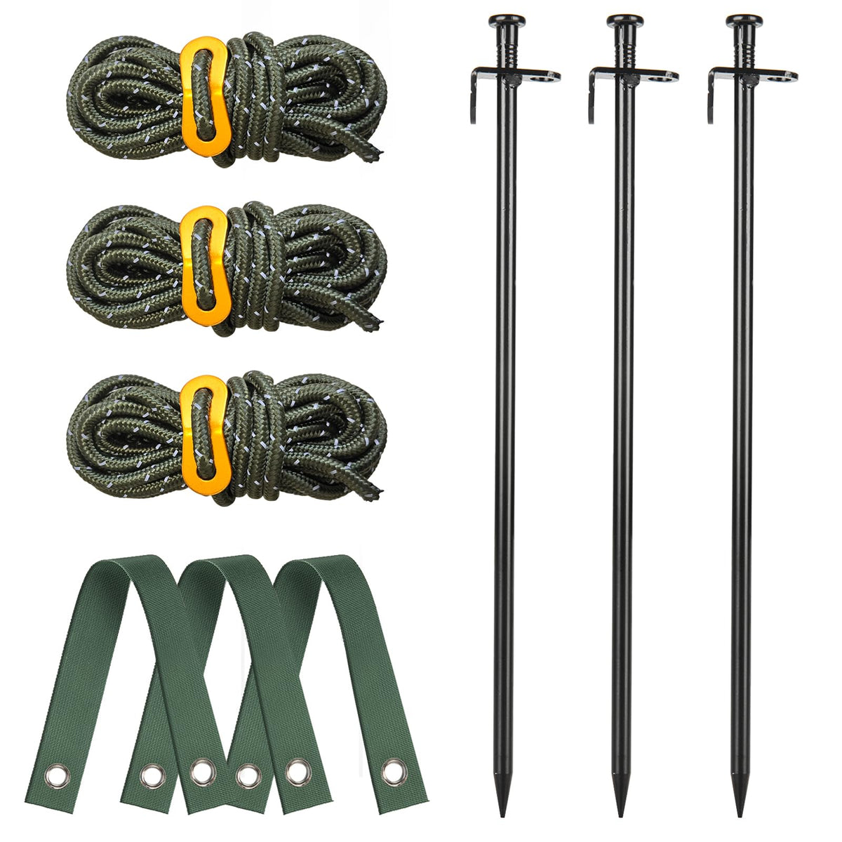 Fetanten tree stake kit close-up; sturdy steel stakes supporting upright growth