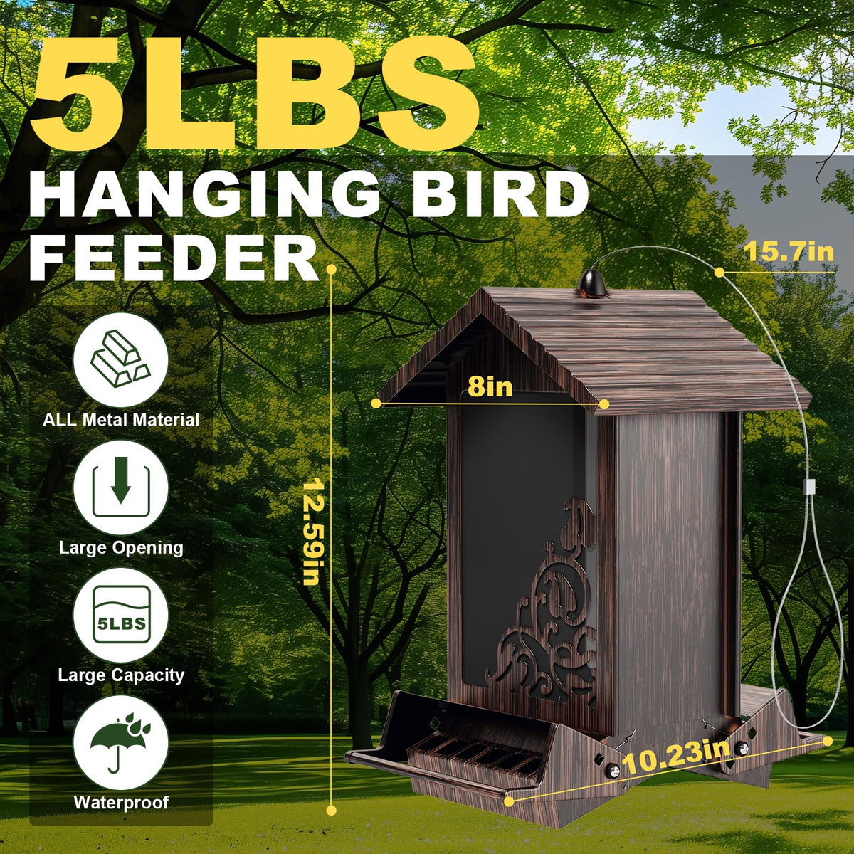 FETUSI metal wild bird feeder outdoors with rust-proof coating