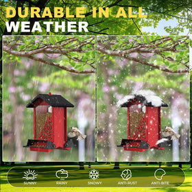 FETUSI metal bird feeder shows rust-proof coating for all-weather durability.