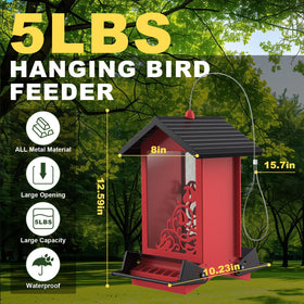 FETUSI outdoor bird feeder 5lb capacity supports longer visits from birds.