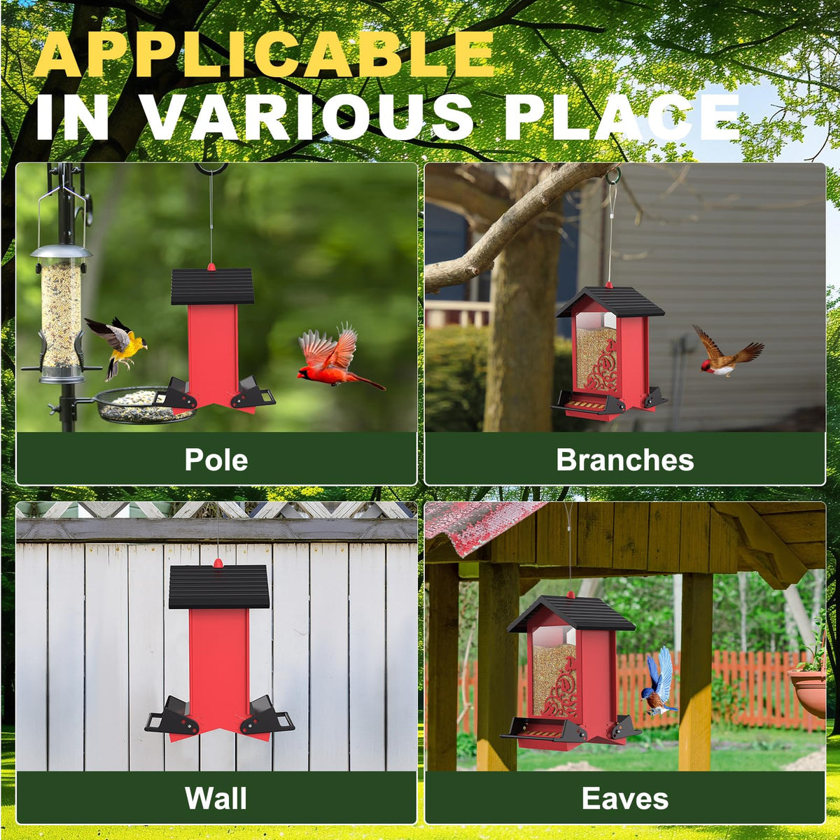 FETUSI outdoor feeder with removable roof enables easy refills and cleaning.