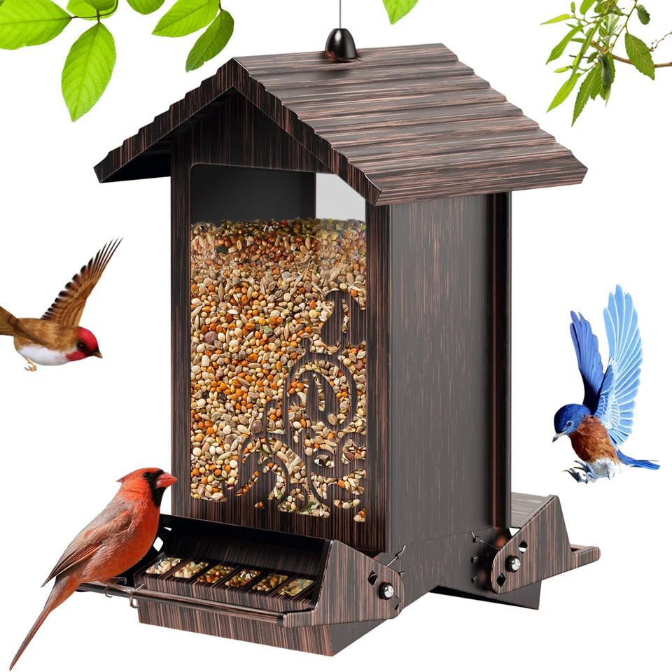 FETUSI squirrel-proof feeder side view with dual perches deterring intruders