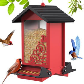 FETUSI squirrel-proof feeder side view with dual weight-activated perches for selective feeding.