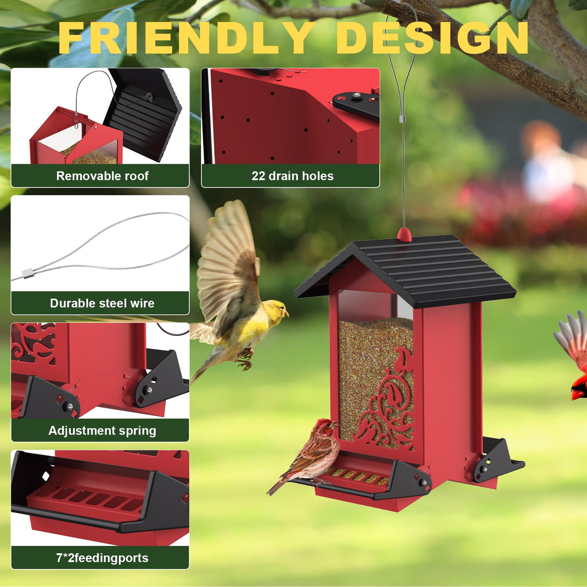 FETUSI squirrel-proof feeder top view showing secure lid for pest-free outdoors.