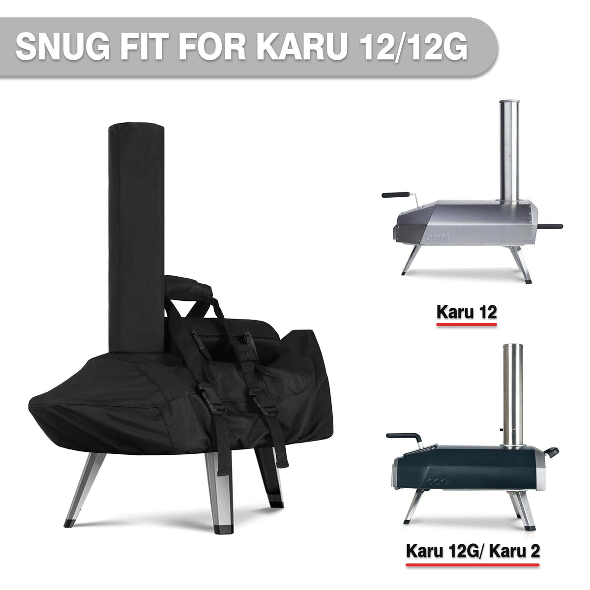 FEVERCOVER chimney bag with Ooni Karu 12 adds storage for accessories