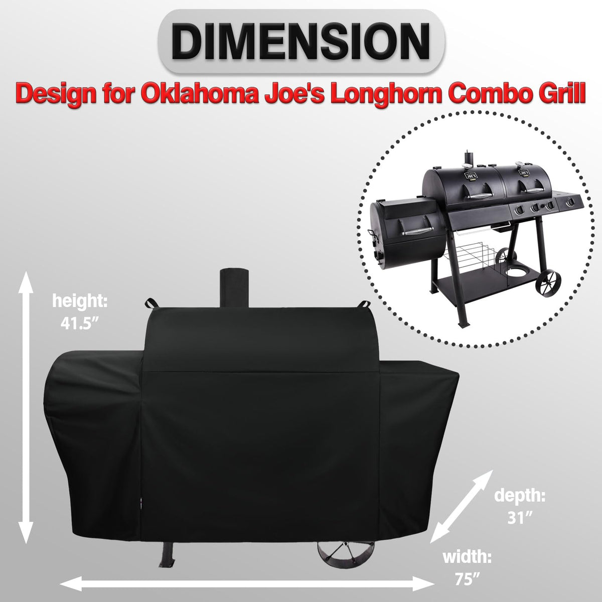 FEVERCOVER Longhorn Combo Grill Cover shields smoker from wind and moisture.