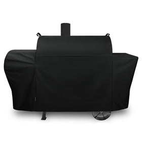 FEVERCOVER Longhorn grill cover protecting Oklahoma Joe's grill from rain and dust.