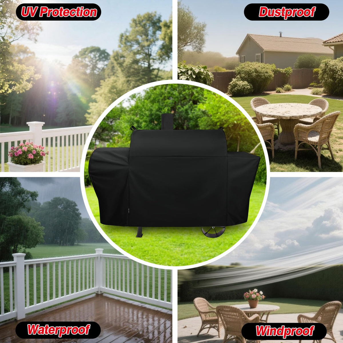 FEVERCOVER weather-resistant grill cover offers all-season protection for triple-function grills.