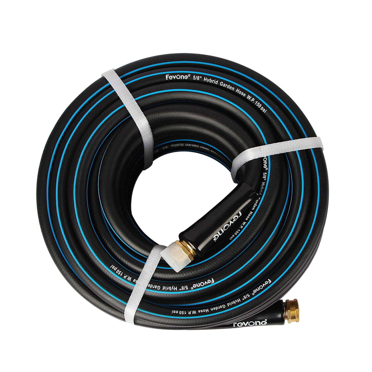FevOne no-kinking water hose 50ft maintains steady flow for lawn care and car washing.
