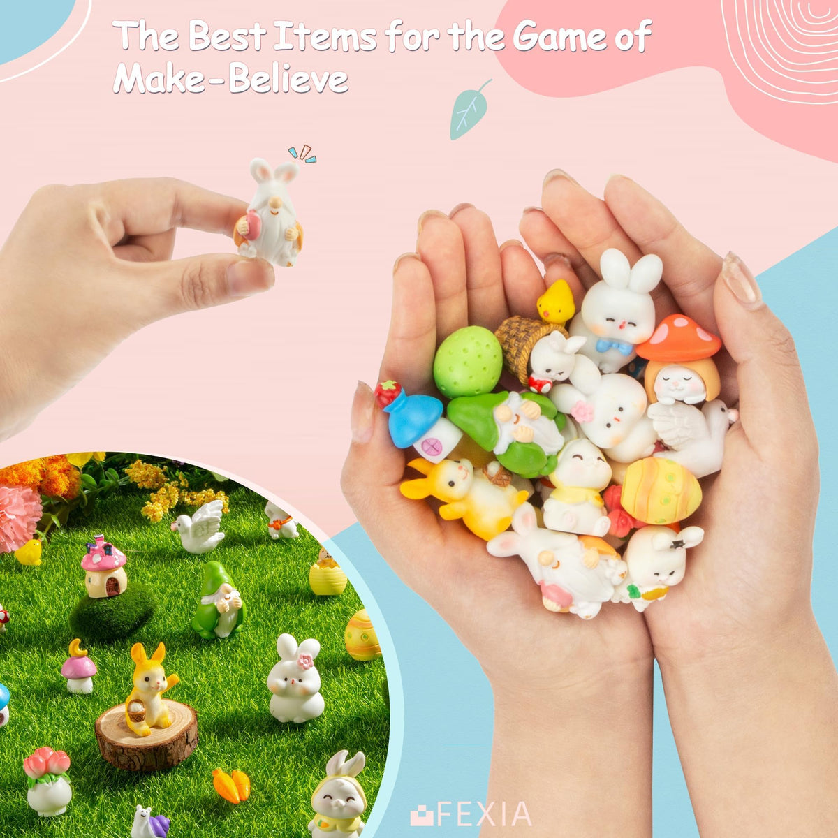 FEXIA Easter miniatures suit fairy gardens and micro landscapes beautifully.