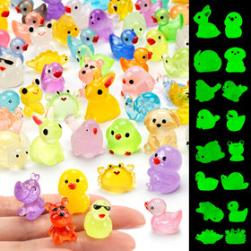 FEXIA glow mini ducks figurine glowing in the dark for playful garden decor