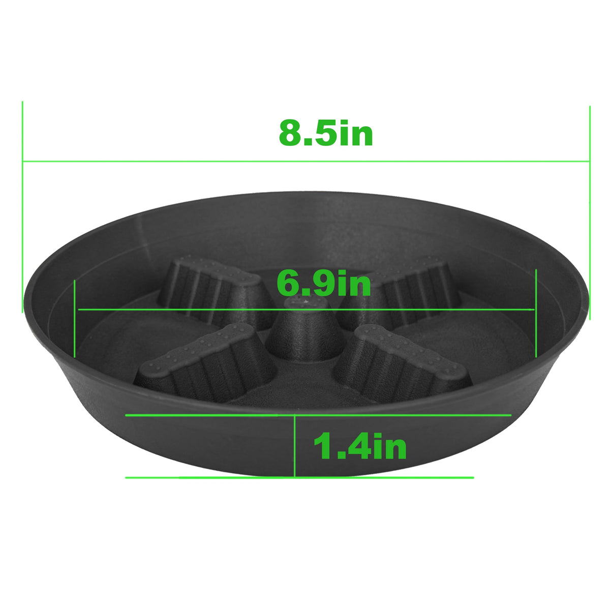 Feyvdzv 10-inch saucer provides reliable drainage and keeps floors dry.