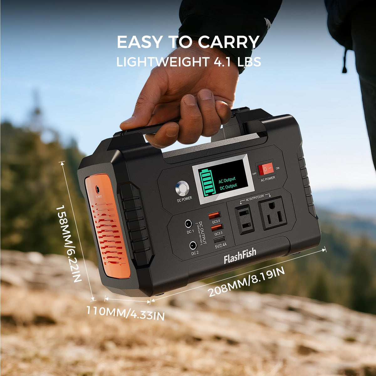 FF Flashfish powering devices during camping or home backup scenarios.