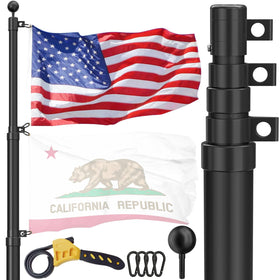 FFILY 20ft flag pole ready for outdoor yard display with sturdy aluminum construction.